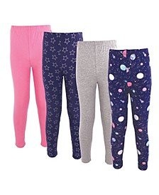 Baby Girls and Boys Cotton Pants and Leggings, 4 Pack