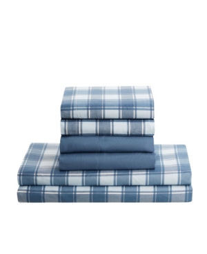 Nestl Bedding Printed Super Soft Deep Pocket 6 Pc. Sheet Set, Queen In Checker Blue
