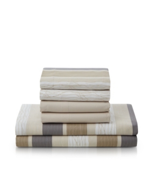 Nestl Bedding Printed Super Soft Deep Pocket 6 Pc. Sheet Set, Queen In Multi Stripe