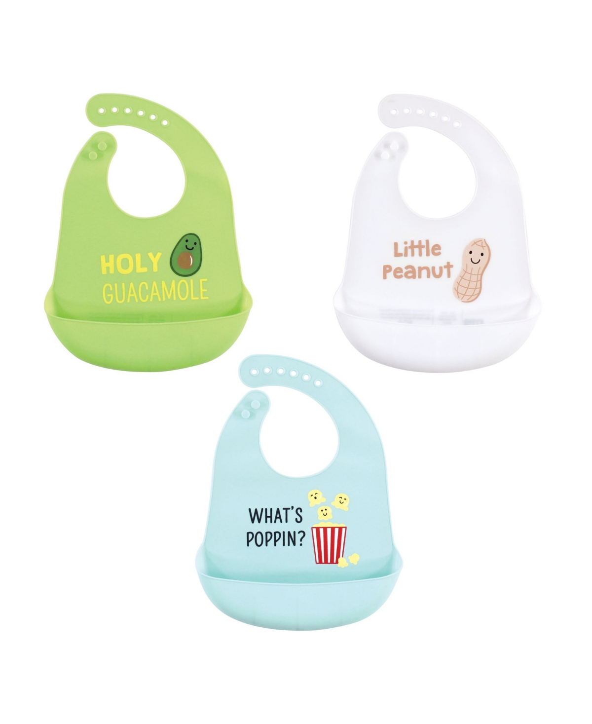 Hudson Baby Infant Boy Silicone Bibs 3pk, Veggies, One Size - Multi Color 4