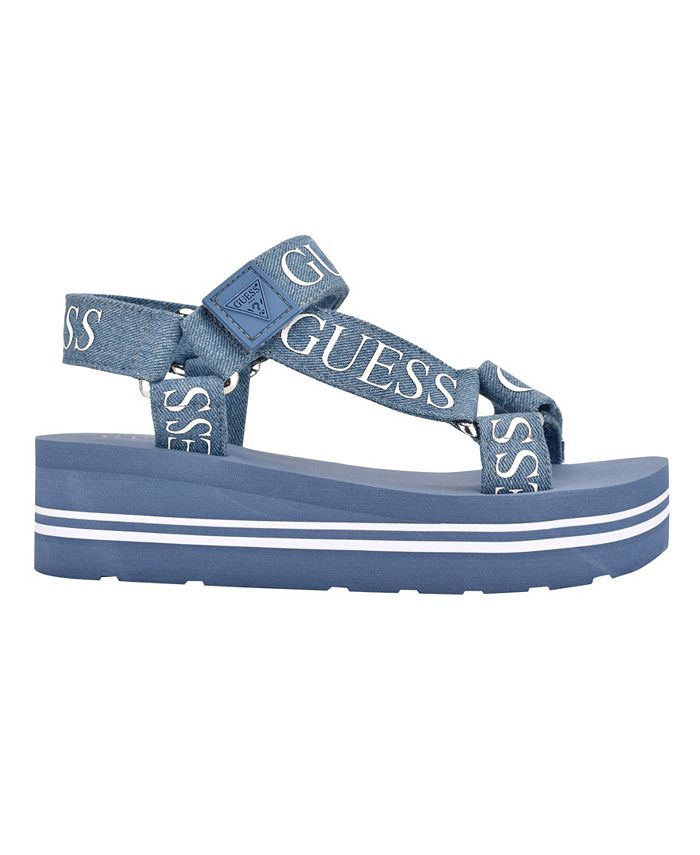 guess avin logo platform sandals
