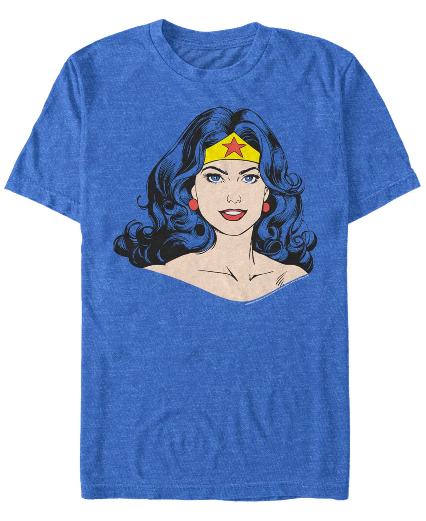 Мужская футболка Fifth Sun Wonder Woman Just Big Face Short Sleeve, цвет: Королевский синий меланжевый — фото 1