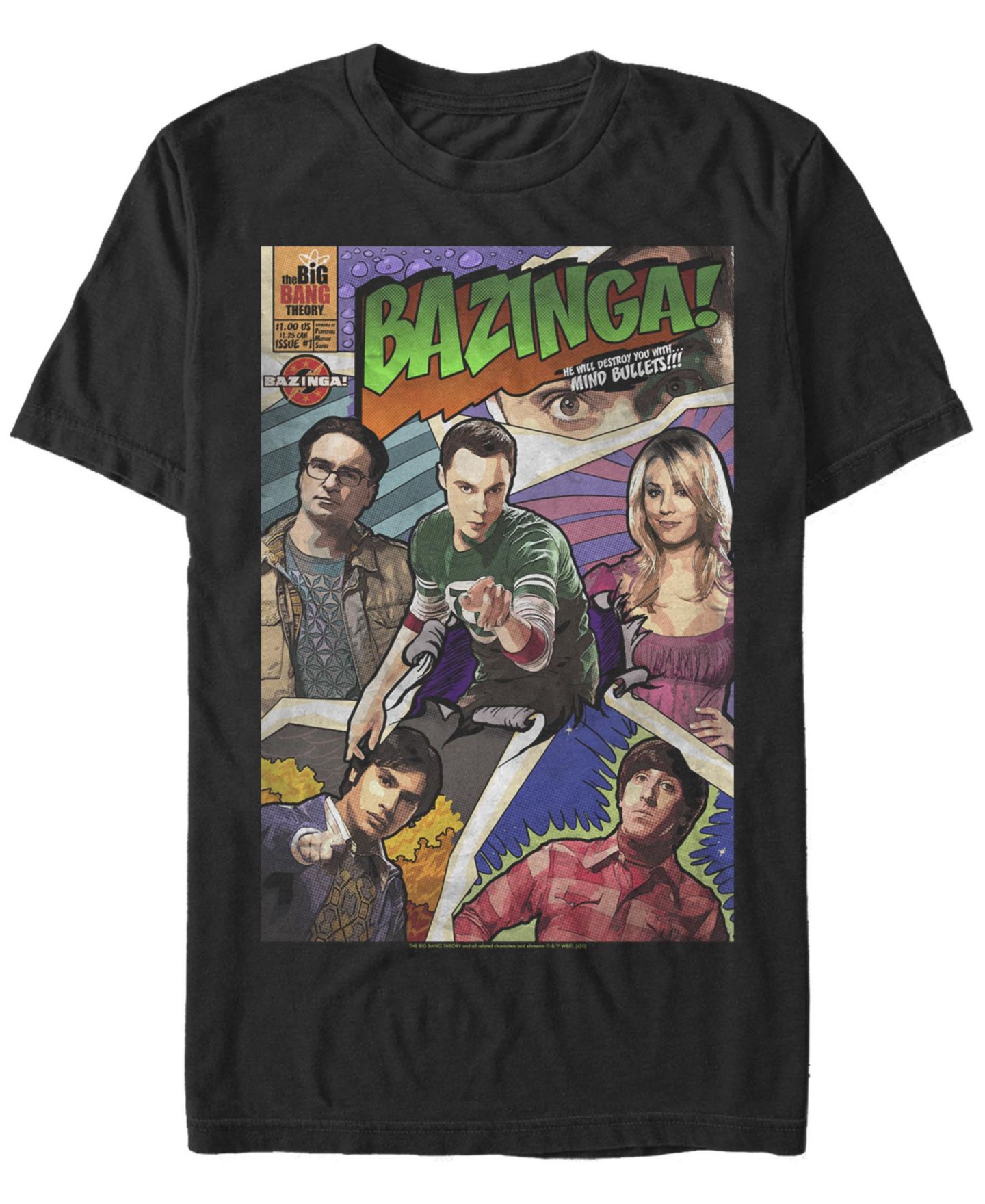 Мужская футболка Fifth Sun Big Bang Theory Bazinga Comic Cover Short Sleeve, цвет: Чёрный — фото 1