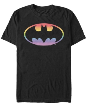 Fifth Sun Men's Batman Rainbow Bat Symbol Short Sleeve T-shirt In Black