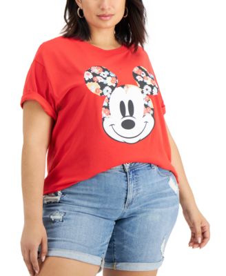 Floral Mickey Mouse-Graphic T-Shirt 