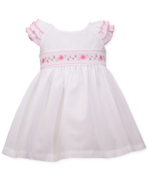 Bonnie Baby Baby Girls Embroidered Check Dress