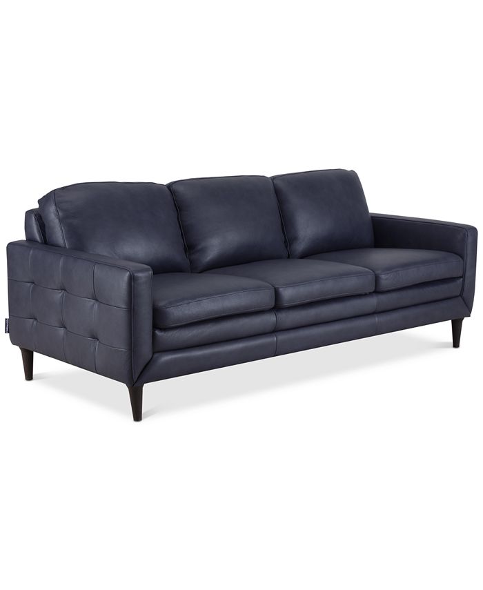 Furniture Locasta 84 Leather Sofa, Blue Leather Sofa