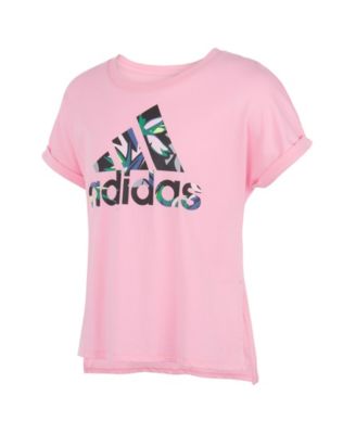 pink and white adidas shirt