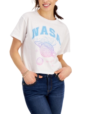 Nasa Juniors' Graphic-print T-shirt In White