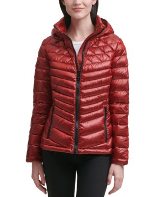 calvin klein red puffer coat