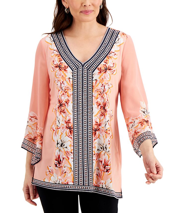 JM Collection Petite Studded Tunic, Created for Macy's & Reviews Tops