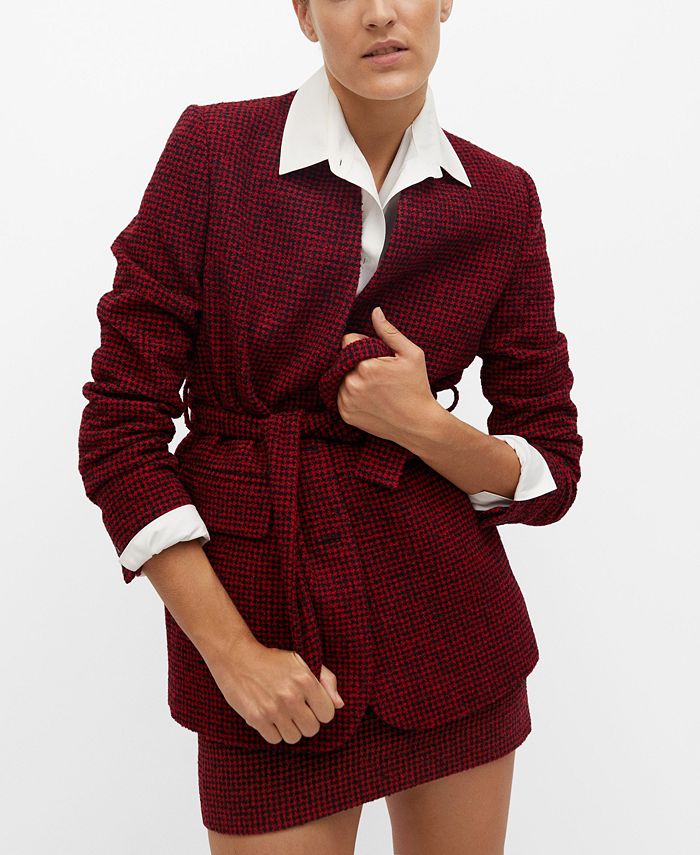 MANGO Women's Houndstooth WoolBlend Blazer Macy's