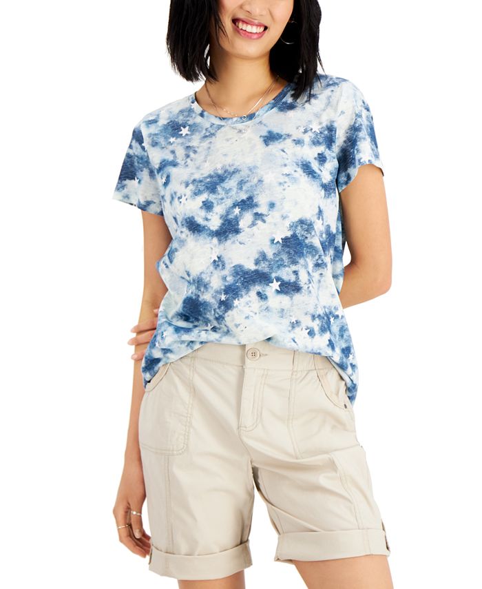 Style & Co Cotton Tie-Dyed T-Shirt, Created for Macy's - Macy's