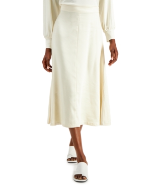 Alfani Satin Midi Skirt, Created For Macy's In Antique White