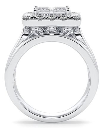 Macy's - Diamond Princess Quad Halo Engagement Ring (3 ct. t.w.) in 14K White Gold