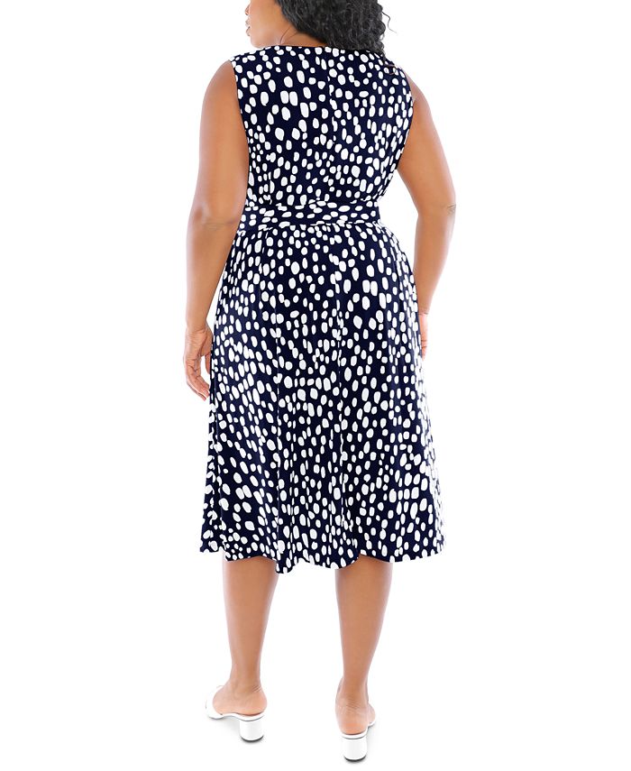 London Times Plus Size Dot-Print Belted Dress & Reviews - Dresses ...