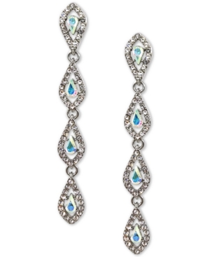 Inc International Concepts Silver-tone Crystal Teardrop Linear Drop Earrings, Created For Macy's