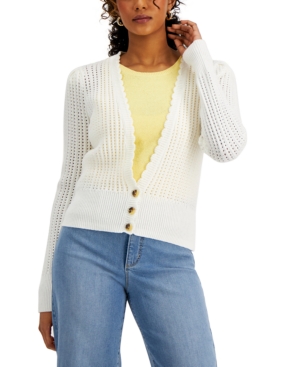 Charter Club Petite Crochet Cropped Cardigan Created for Macy's