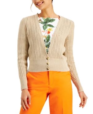 Charter Club Petite Crochet Cropped Cardigan Created for Macy's