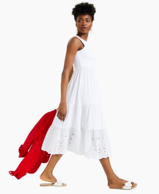 Charter Club Eyelet-hem Midi Dress 