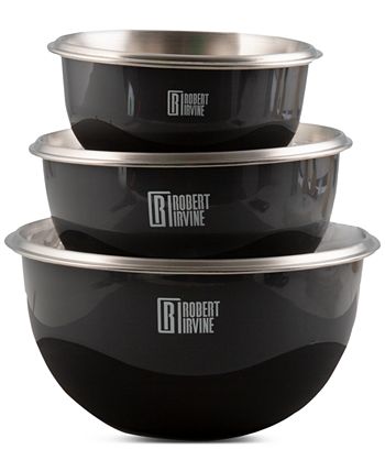 Robert Irvine 8-Piece Microwave-Safe Prep Bowl and Lid Set, Black