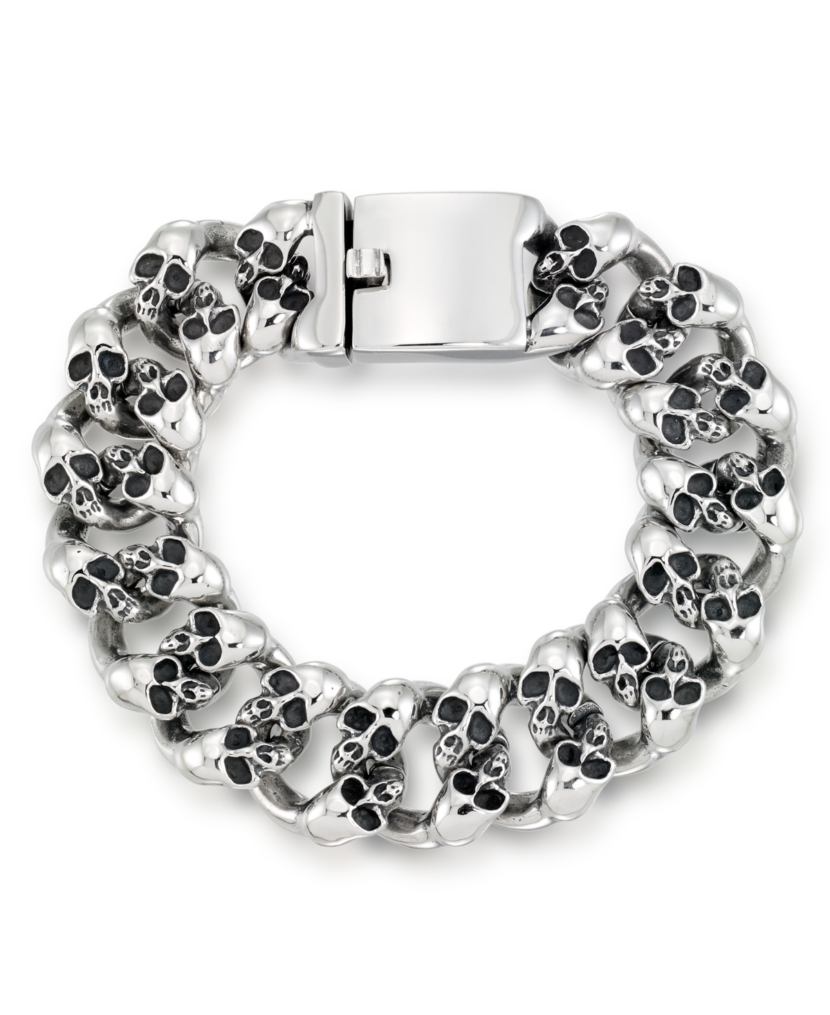 Men's Multi Skull Link Bracelet in Stainless Steel - Stainless Steel