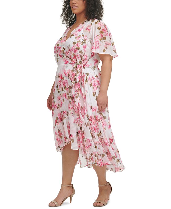 Calvin Klein Plus Size Floral Print Asymmetrical Surplice Dress Macys 9959