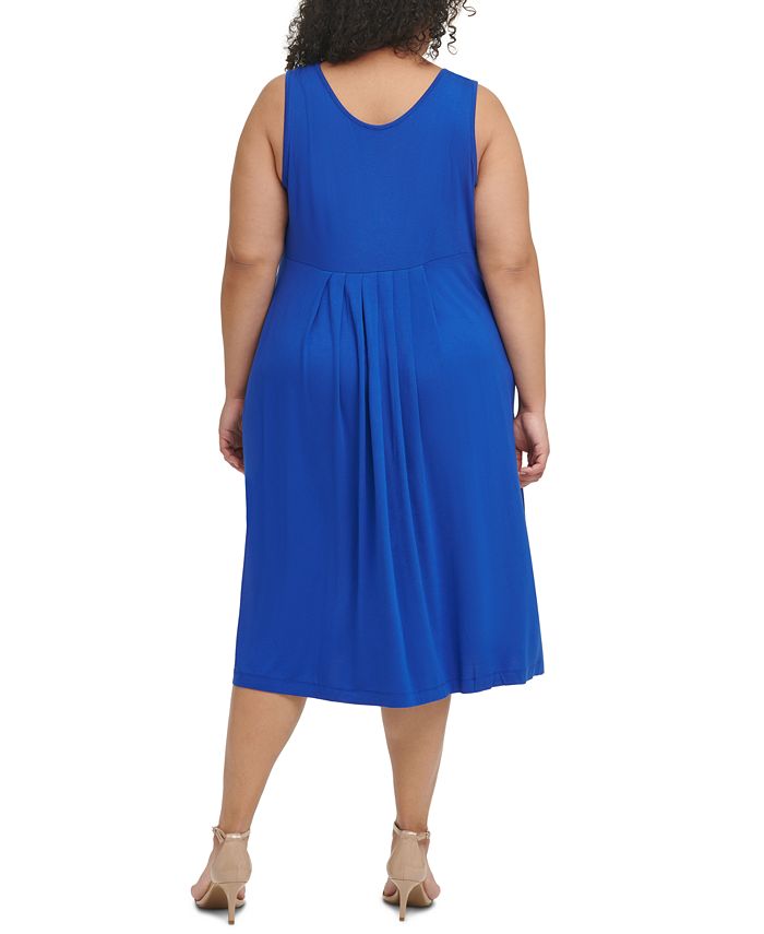 Calvin Klein Plus Size Solid Pleated ScoopNeck Dress Macy's