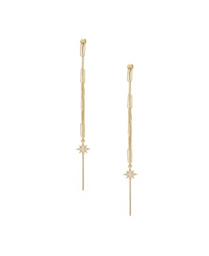 Shop Ettika Delicate Chain Star Earrings In Gold Plated