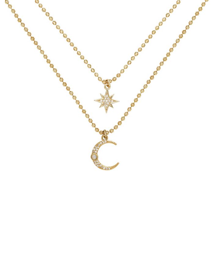 ETTIKA Gold Plated Ball Celestial Double Chain Necklace - Macy's