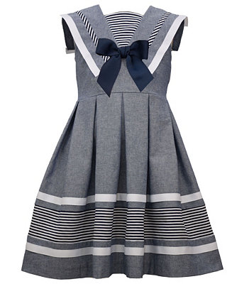 Bonnie Jean Little Girls Sleeveless Cotton Chambray Dress - Macy's