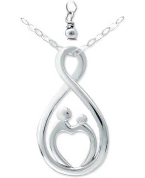 Giani Bernini Mother & Child Infinity Pendant Necklace In Sterling Silver, 16" + 2" Extender, Created For Macy's In Sterling Silver