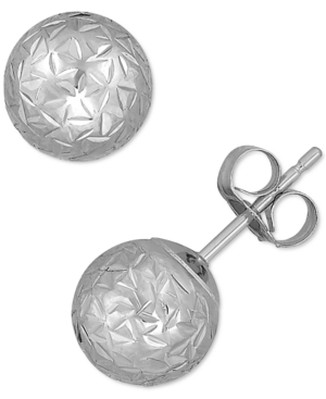 Macy's Textured Ball Stud Earrings In 14k White Gold In White Gold