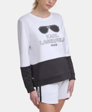 Karl Lagerfeld Colorblock Sunglass Sweatshirt In White