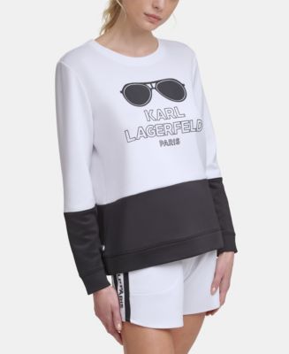 Karl Lagerfeld color block logo hoodie in gray
