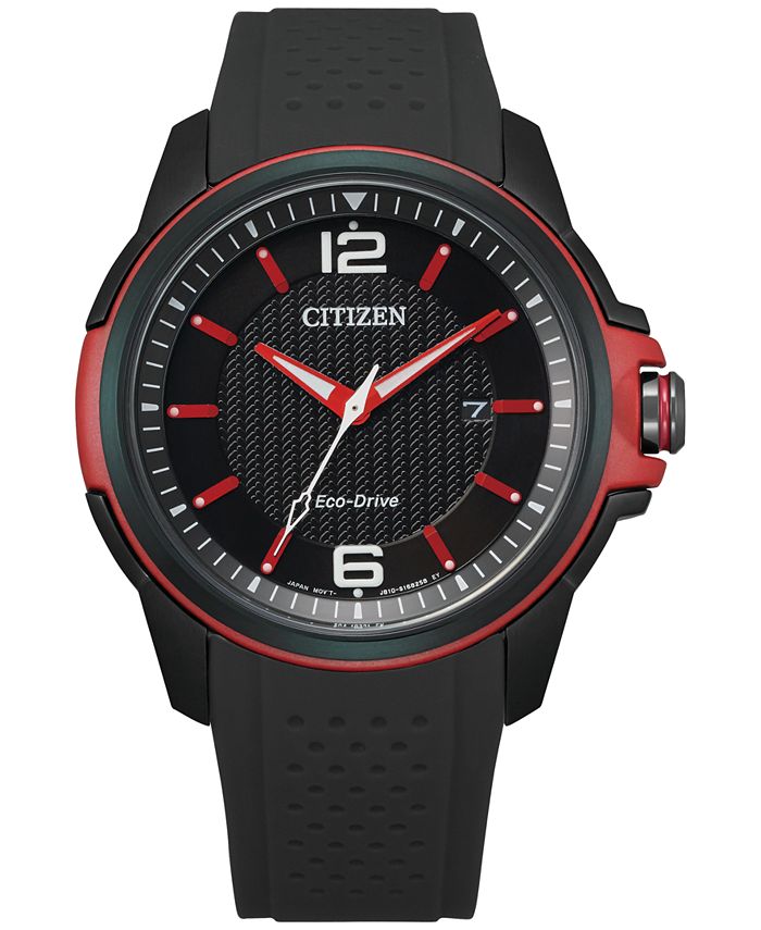 Citizen EcoDrive Men's Black Polyurethane Strap Watch 45mm Macy's