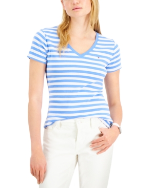 Tommy Hilfiger Short Sleeve Tops-Cotton Shirts for Women with V