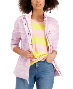 Style & Co Petite Camo-Print Twill Jacket Created for Macy's