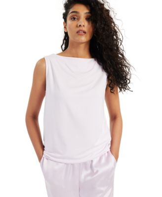 white boat neck sleeveless top