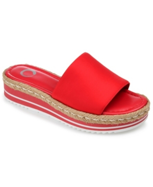 Journee Collection Women's Rosey Espadrille Platform Wedge Sandals In Red
