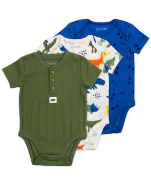 Mac & Moon Baby Boys Short Sleeve Bodysuits with Dinosaur Print 3 Pack