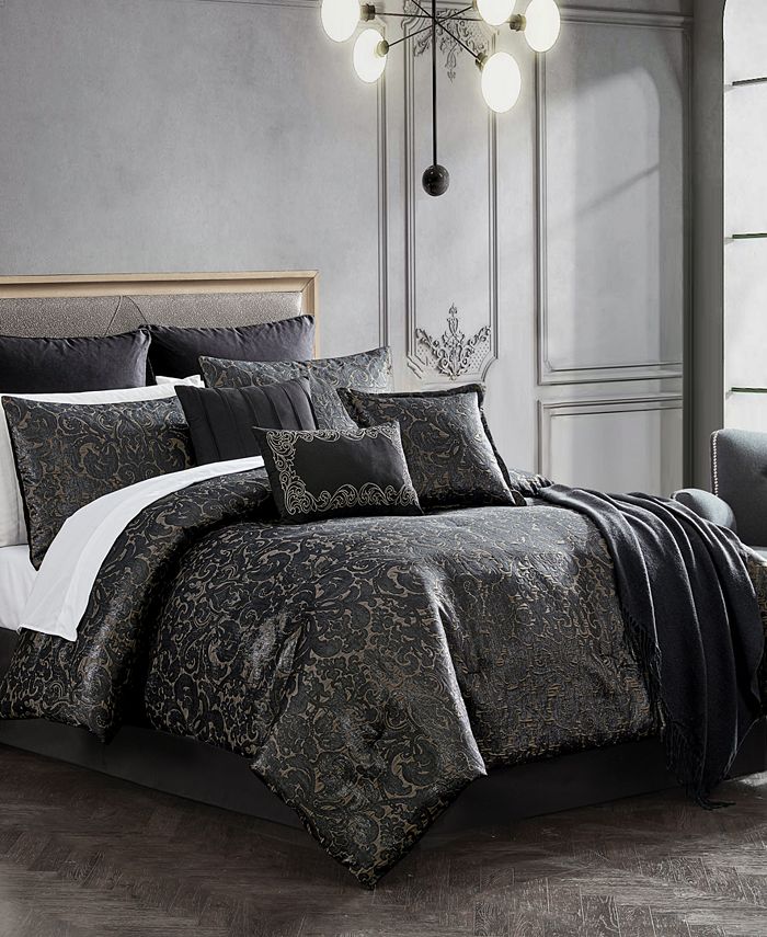 Hallmart Collectibles Daleena 14Pc. Damask Jacquard Queen Comforter