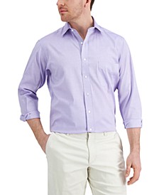 Men's Regular Fit Cotton Spread Collar Pinpoint Dress Shirt, Created for Macy's