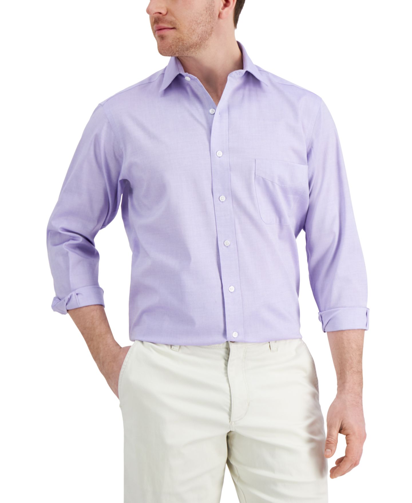 Мужская рубашка Club Room Regular Fit Pinpoint Dress Shirt, цвет: Лавандовый — фото 1