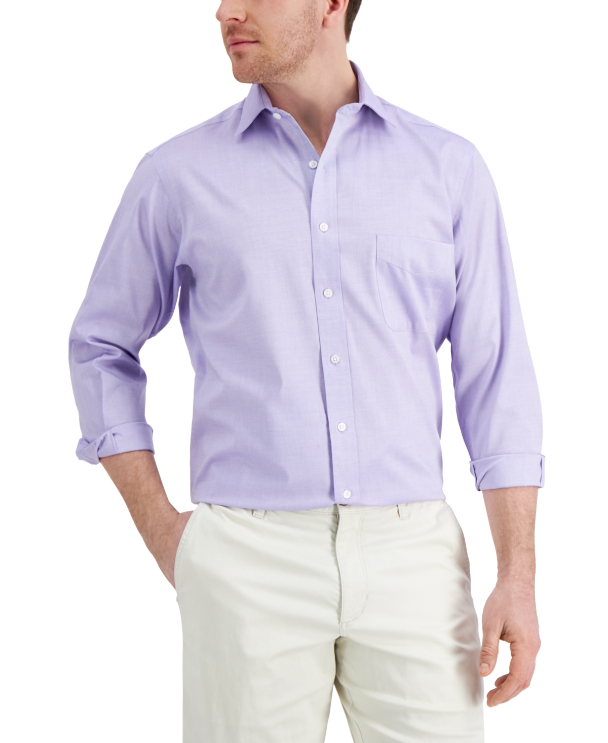 Shop Club Room Men's Regular Fit Pinpoint Dress Shirt, Created For Macy's In Rose Shadow Pin