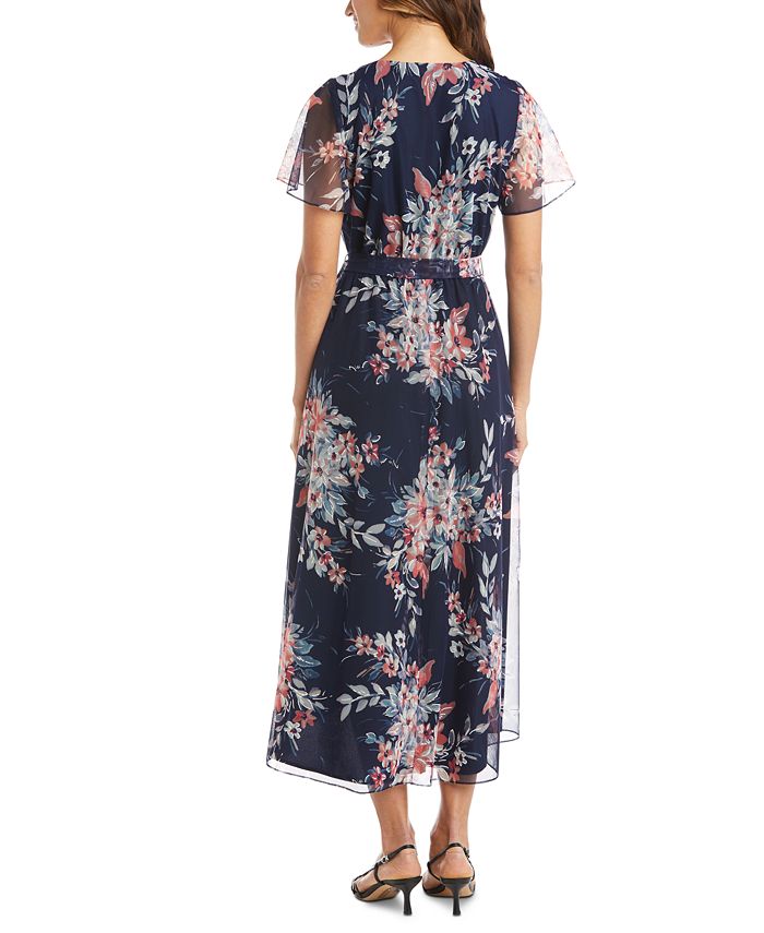 Robe Asymétrique Lark & Ro – Imprimé Floral Noir – XS – Sans Manches