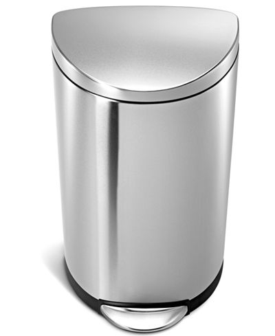 simplehuman Brushed Stainless Steel 30 Liter Semi Round Step Trash Can