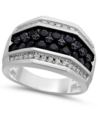 Macy's - Men's Black & White Diamond Ring (2 ct. t.w.) in 10k White Gold