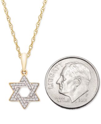 Diamond Star of David 18" Pendant Necklace (1/10 ct. t.w.) in 10k White or Yellow Gold, Created for Macy's