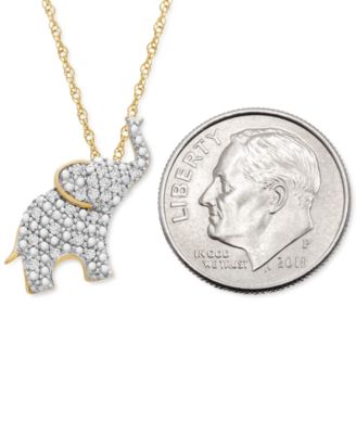 Diamond Elephant 18" Pendant Necklace (1/10 ct. t.w.) in 10k Gold, Created for Macy's